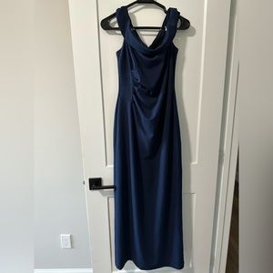 Navy off the shoulder maxi dress